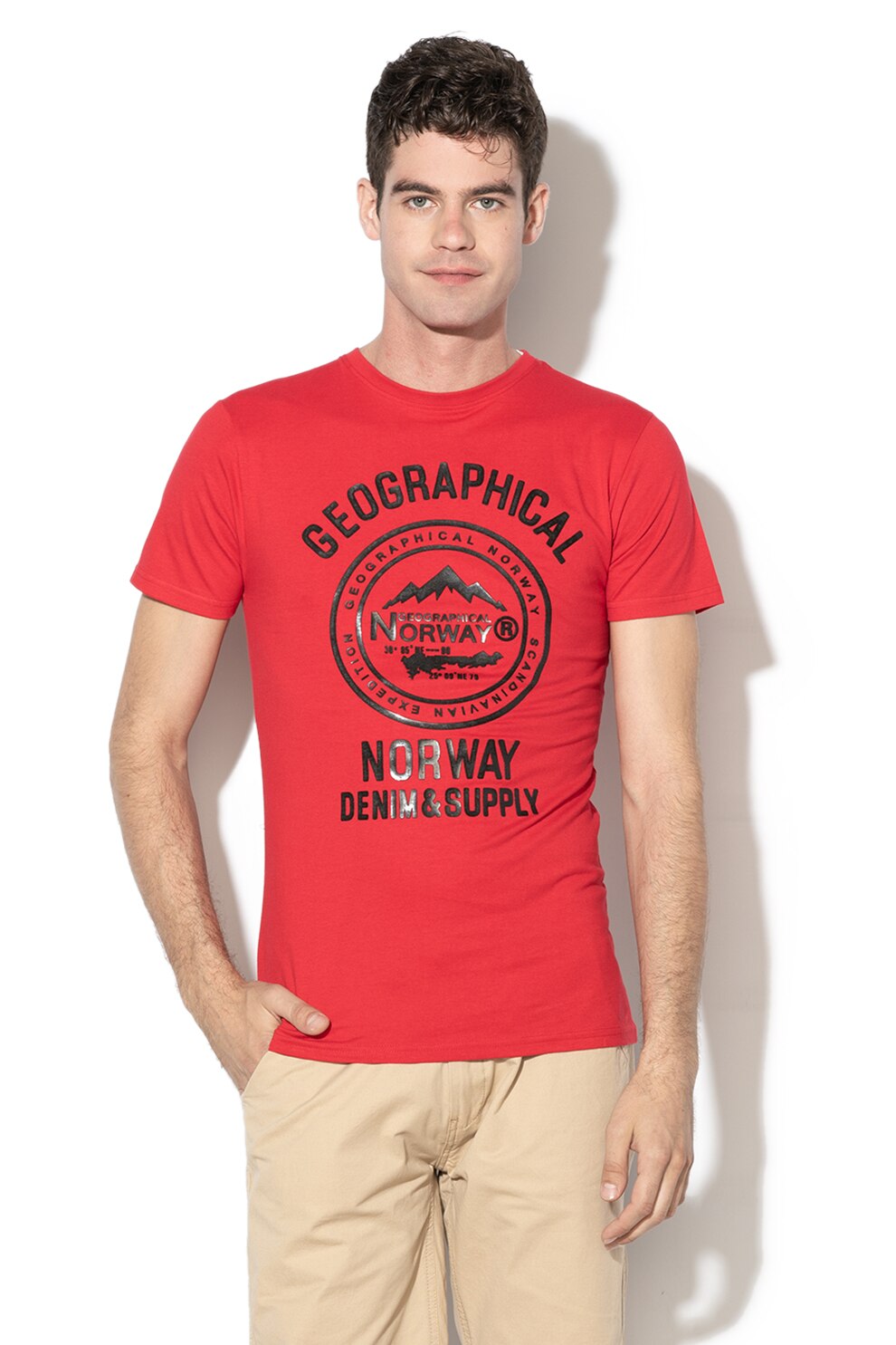 Geographical Norway, Tricou cu imprimeu logo Jiday, Rosu