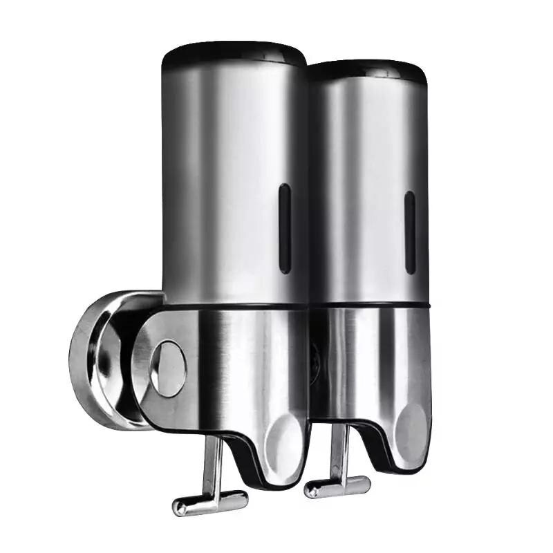 Dispenser dublu sapun lichid/gel dus Silver recipient 500ml