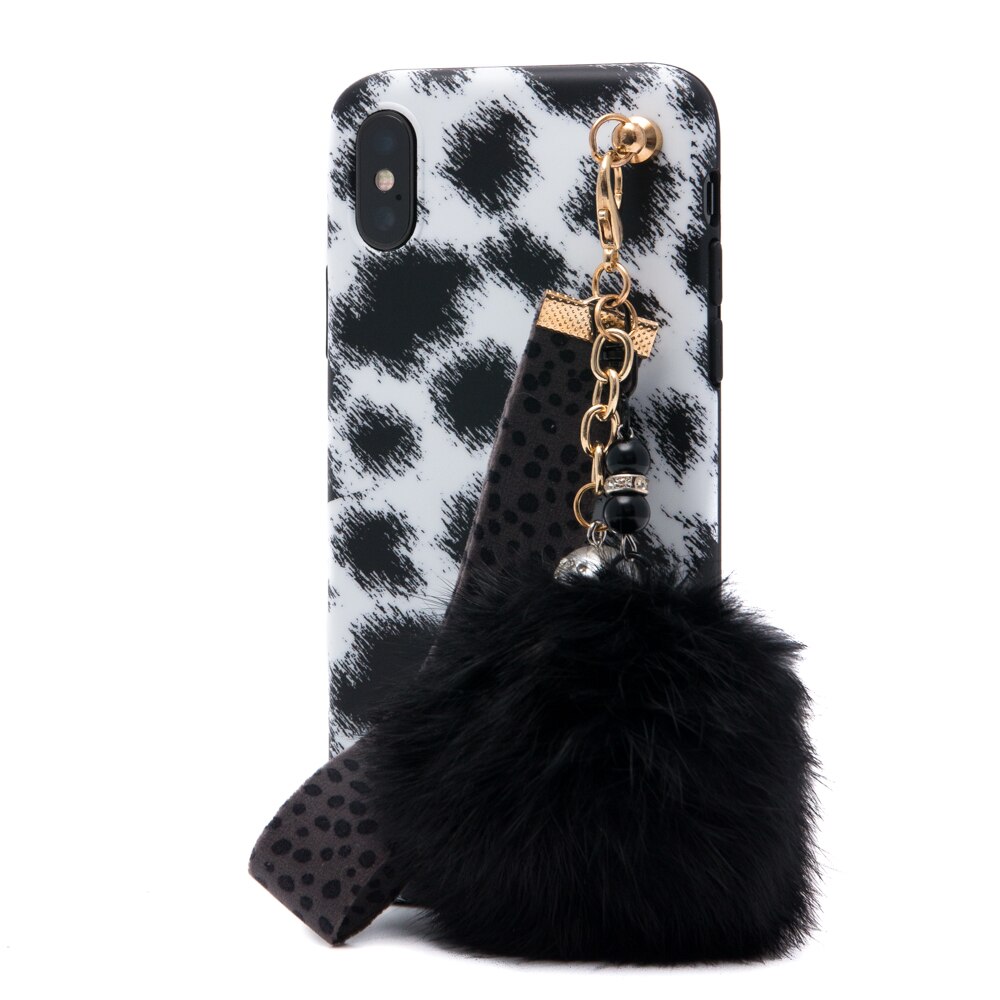 Husa Luxury Fashion cu Pom Pom iPhone X/XS Alb-Negru