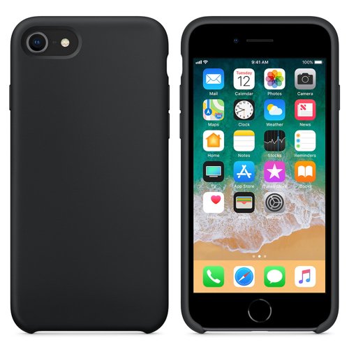 Husa Silicon Soft - iPhone 7 / 8 Negru + Cadou - Folie Sticla Securizata