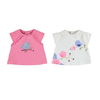 Set 2 tricouri cu maneca scurta, bebe, Mayoral, Alb/Roz, Alb/Roz Set 2 tricouri cu maneca scurta, bebe, Mayoral, Alb/Roz, Alb/Roz