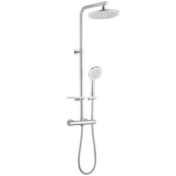 Set Dus si baterie termostatata ERMETIQ, Para fixa si mobila, Rotund, Cromat Set Dus si baterie termostatata ERMETIQ, Para fixa si mobila, Rotund, Cromat