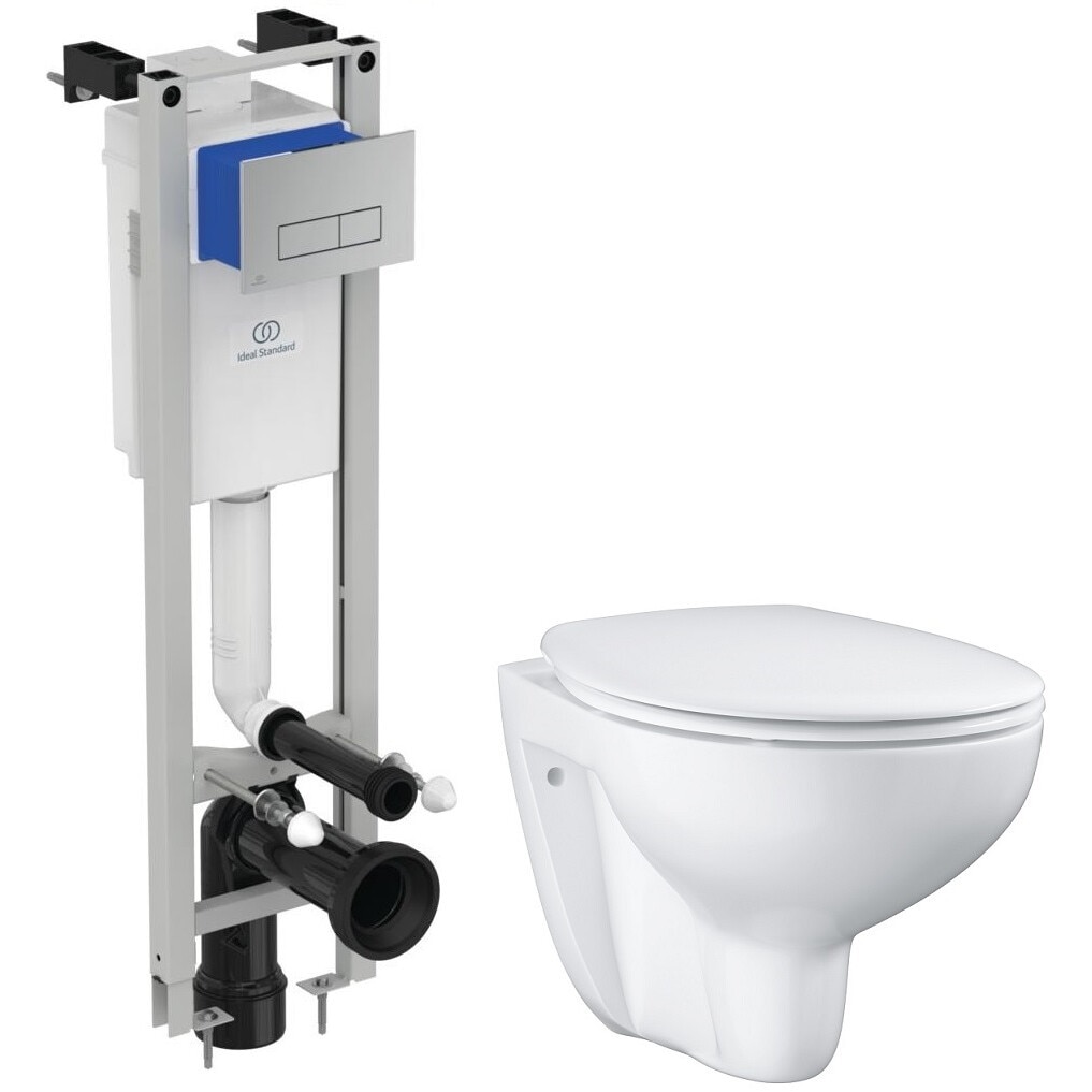Set Incastrat - Ideal Standard + Grohe Bau Ceramic Rimless - Gata de montaj - Vas wc Suspendat Grohe Bau Ceramic Rimless + Capac softclose + Rezervor Ideal Standard + Suport hartie ROMTATAY