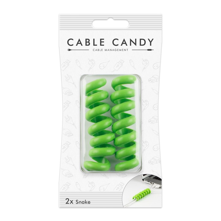 Set organizator cabluri tip Sarpe CABLE CANDY - verde