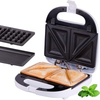 Sandwich-maker First Austria 5342-1, 700 W, 3 tipuri de placi grill, sandwich, waffle, alb