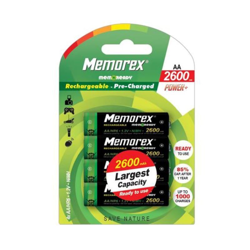 Acumulatori AA (R6) Memorex,2600mAh,preincarcati,reincarcabili,set cu 4 bucati
