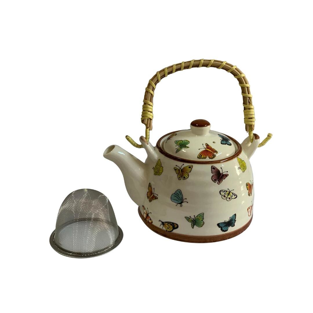 Ceainic cu fluturi, ceramica, Cadouridiversity, C36-05