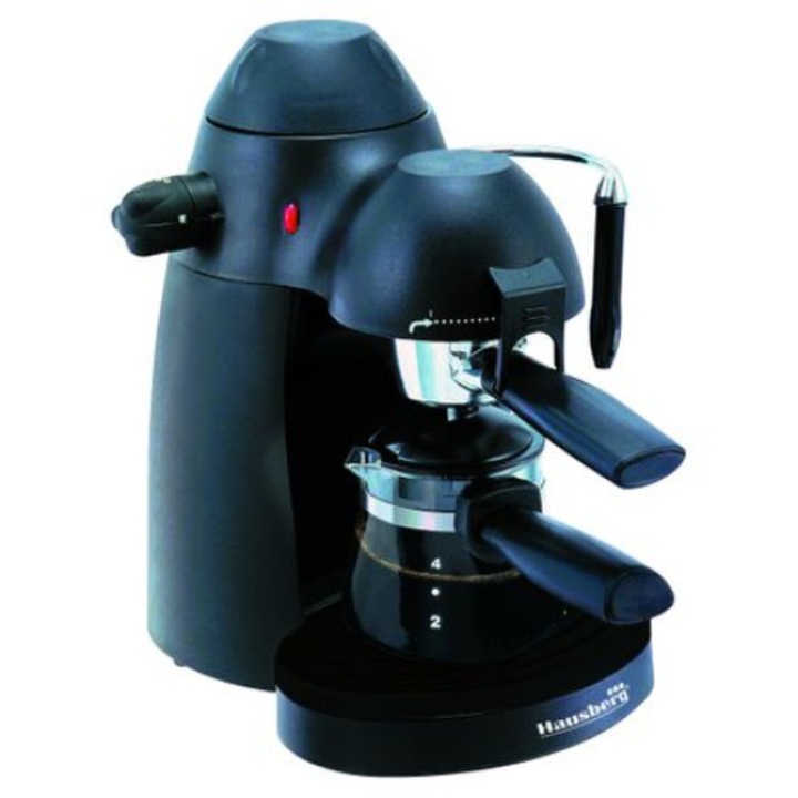 Hausberg HB-3710, Presszó kávéfőző, 4 csészés, 650 W, fekete