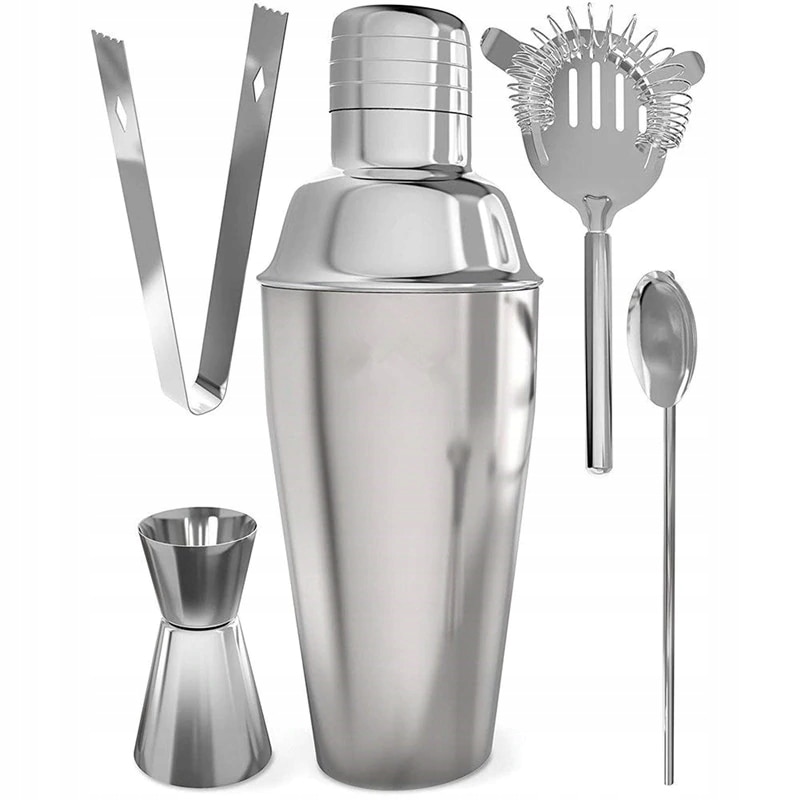 Kit pentru barmani, Whiskey Rocks, otel inoxidabil, agitator de 750 ml, 5 piese