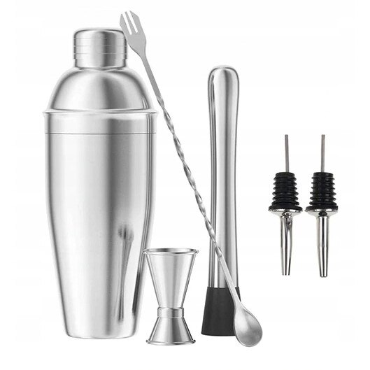 Kit pentru barmani, Whiskey Rocks, otel inoxidabil, agitator de 550 ml, 6 piese
