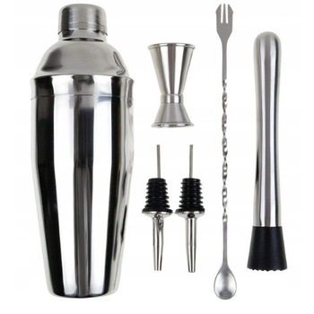 Kit pentru barmani, Whiskey Rocks, otel inoxidabil, agitator de 750 ml, 6 piese Kit pentru barmani, Whiskey Rocks, otel inoxidabil, agitator de 750 ml, 6 piese