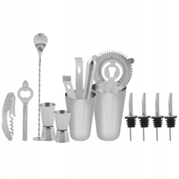 Kit pentru barmani, Whiskey Rocks, otel inoxidabil, agitator Boston, 14 piese Kit pentru barmani, Whiskey Rocks, otel inoxidabil, agitator Boston, 14 piese