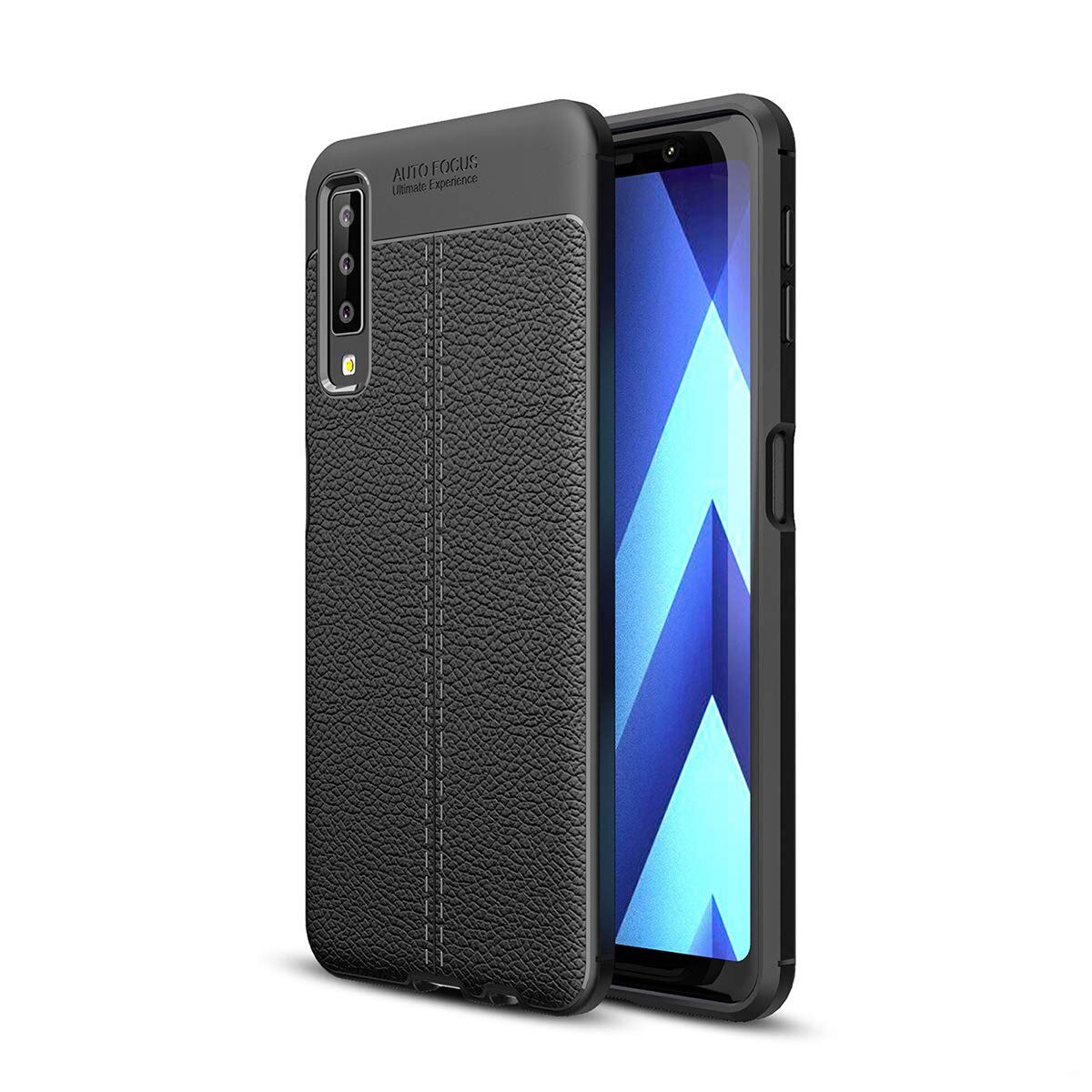 Husa Silicon Auto Focus pentru Samsung Galaxy A7 2018, A750F, Negru