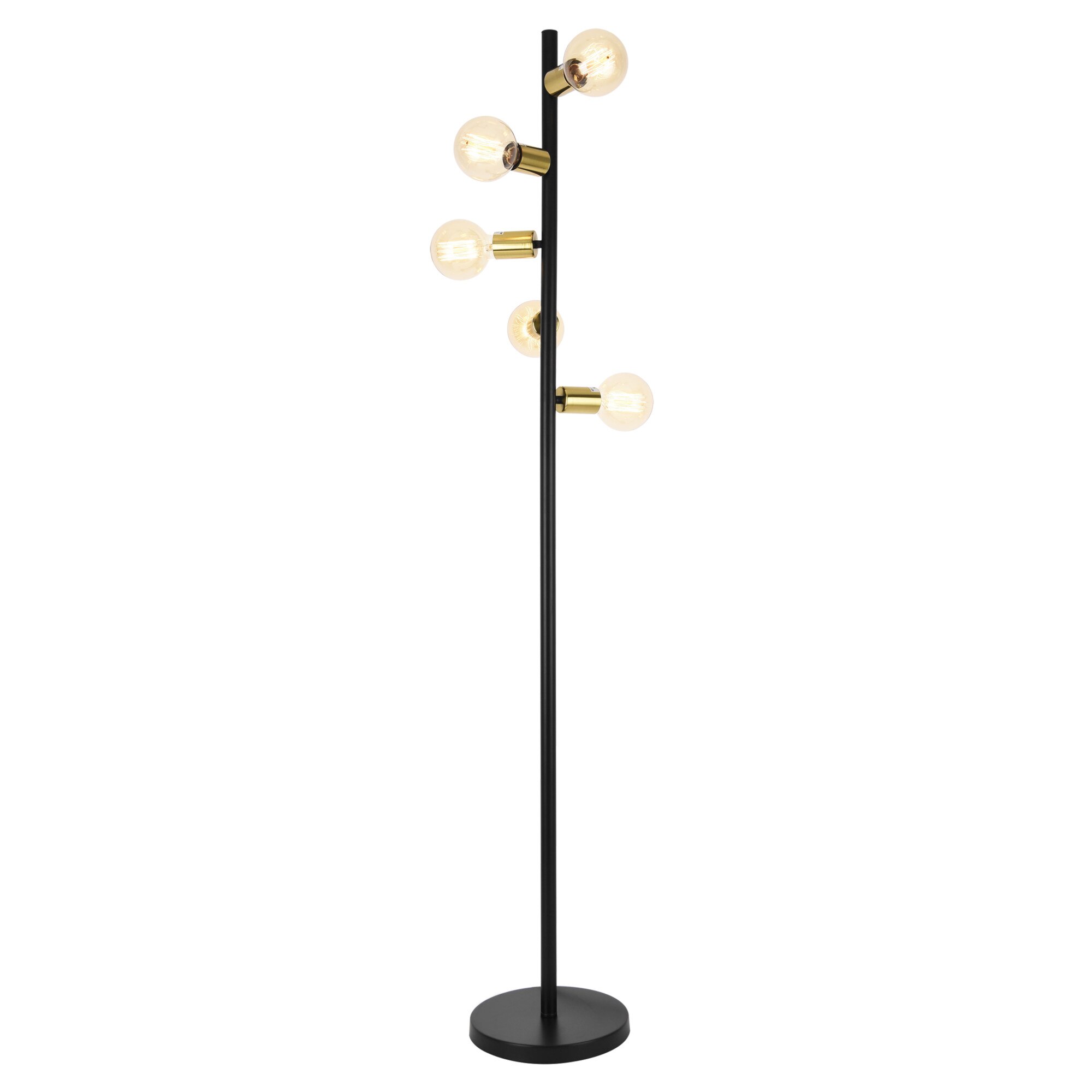 Lampa de podea Tartu, lux.pro,153 cm, 5 x E27, max. 60W, metal, negru/galben auriu