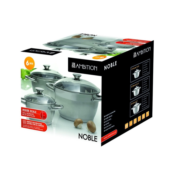 Ambition Noble 68883 edénykészlet 6 részes, ezüst