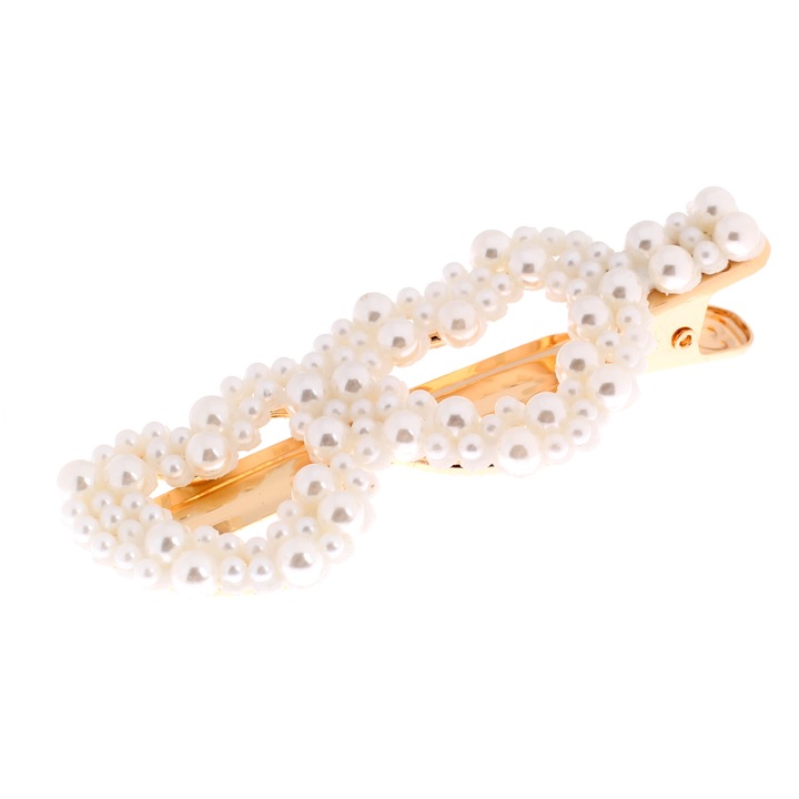 Шнола Trendy Bijoux Панделка с перли, Антиалергична бижутерийна сплав, златист цвят и изкувствени перли