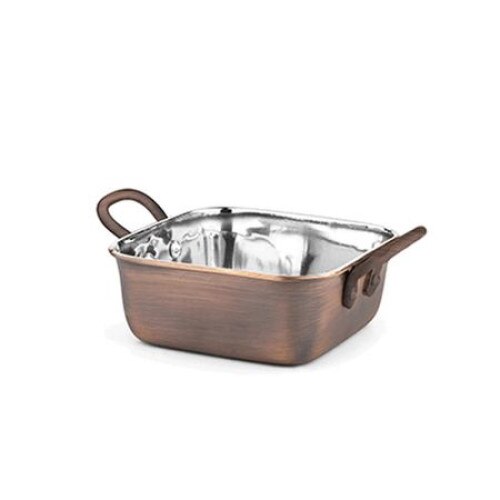 Tava servire patrata RAKI ANTIQUE inox cu strat cupru 11,5x4,75cm 400ml