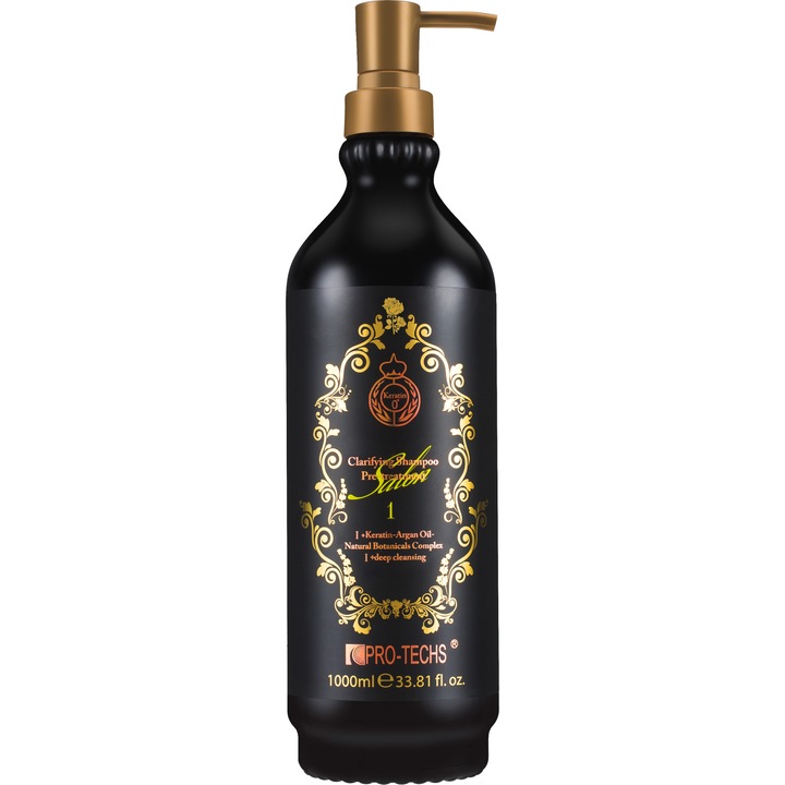 PRO-TECHS Keratin 0+ Избистрящ подготвителен шампоан преди кератинова терапия 1000 ml № 1