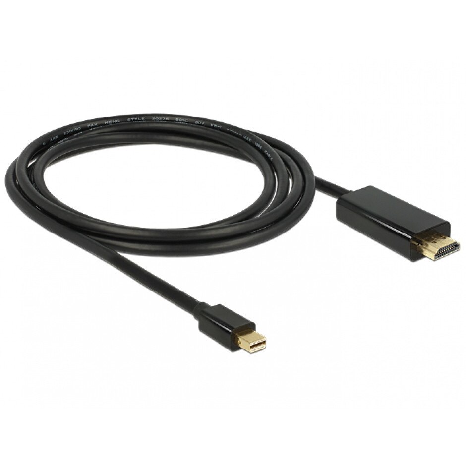 Cablu de date de mare viteza , Delock , Displayport 1.2 tata / HDMI A tata pasiv 4K , 5m , negru