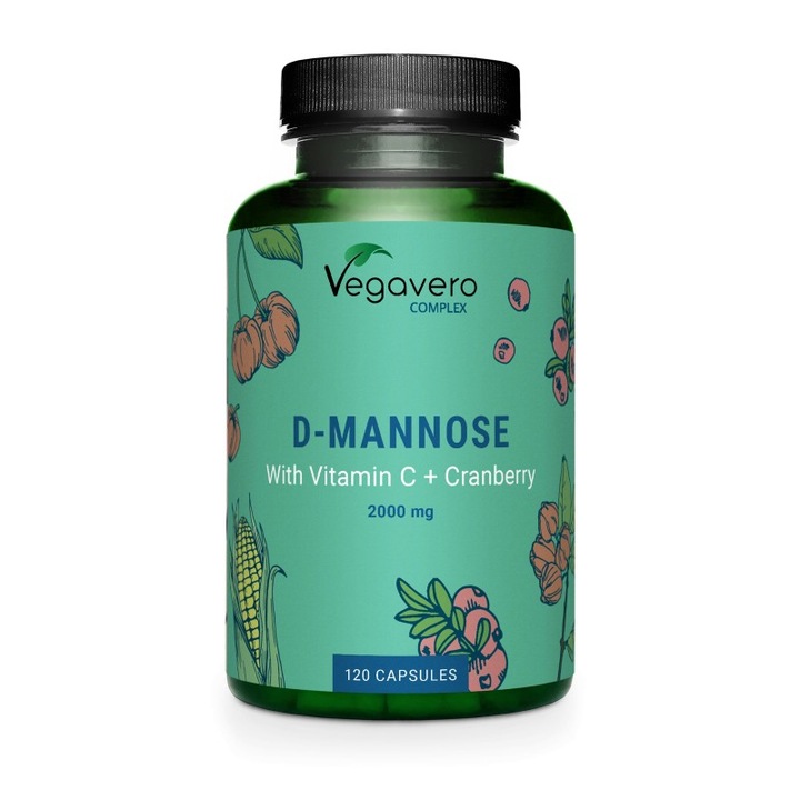 D-Mannose Complex (D-Manoza) 120 Capsule, potrivit pentru diabetici, elimina infectia vezicii urinare si a tractului urinar