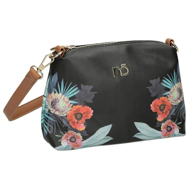 Geanta nobo neagra cu imprimeu floral