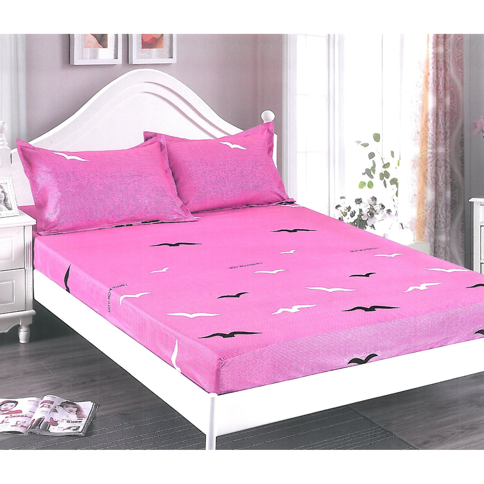 Set cearceaf cu elastic 230X250 cm si 2 fete de perna, VID-028