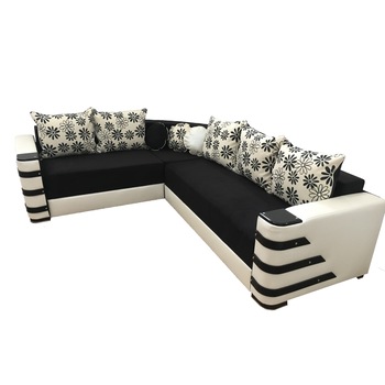 Coltar extensibil Diamond, MobAmbient, Negru cu Alb, stofa si piele ecologica, extensie 140 cm din plasa de arcuri tip relaxa, 1 lada de depozitare, 5 perne mari si 3 perne mici din stofa incluse, 300 x 235 cm Coltar extensibil Diamond, MobAmbient, Negru cu Alb, stofa si piele ecologica, extensie 140 cm din plasa de arcuri tip relaxa, 1 lada de depozitare, 5 perne mari si 3 perne mici din stofa incluse, 300 x 235 cm