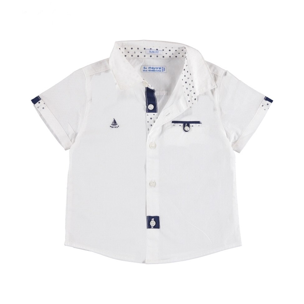 Camasa Mayoral cu maneca scurta pentru bebe baiat, Alb