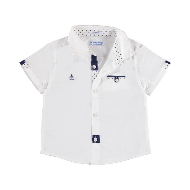 Camasa Mayoral cu maneca scurta pentru bebe baiat, Alb