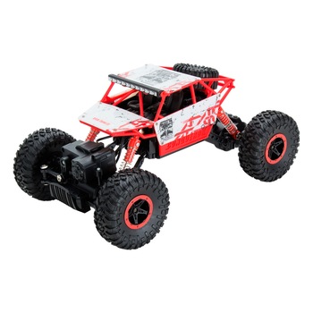 Masina cu telecomanda Rock Crawler Monster Truck, 2 acumulatori, suspensii 4x4, Off Road, Scara 1:18, 2.4GHz, Rosie Masina cu telecomanda Rock Crawler Monster Truck, 2 acumulatori, suspensii 4x4, Off Road, Scara 1:18, 2.4GHz, Rosie