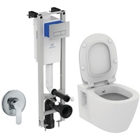 set 3 in 1 ideal standard  paffoni  ideal standard connect - cu functie bideu - gata de montaj - vas wc suspendat ideal standard connect cu functie de bideu  capac softclose  rezervor ideal standard  baterie incastrata paffoni imagen 21_0_
0