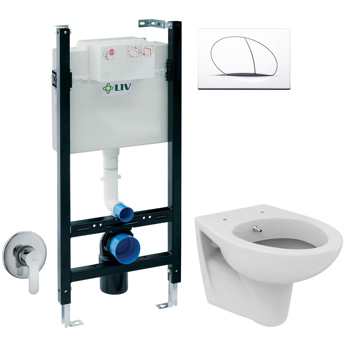 ALL IN ONE Incastrat - LIV + Paffoni + Ideal Standard Eurovit - Cu functie bideu - Gata de montaj - Vas wc Suspendat Ideal Standard Eurovit cu functie de bideu + Capac softclose + Rezervor LIV + Baterie incastrata Paffoni