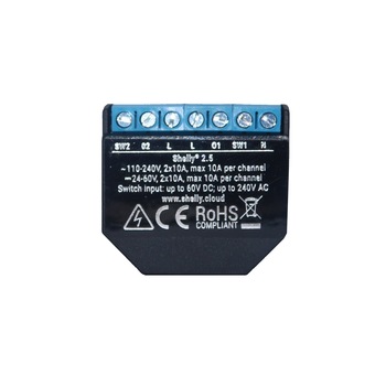 Releu dual cu monitorizare consum pentru automatizari Smart Home, Shelly, Shelly2.5, Wi-Fi, 2.4 GHz b/g/n Releu dual cu monitorizare consum pentru automatizari Smart Home, Shelly, Shelly2.5, Wi-Fi, 2.4 GHz b/g/n