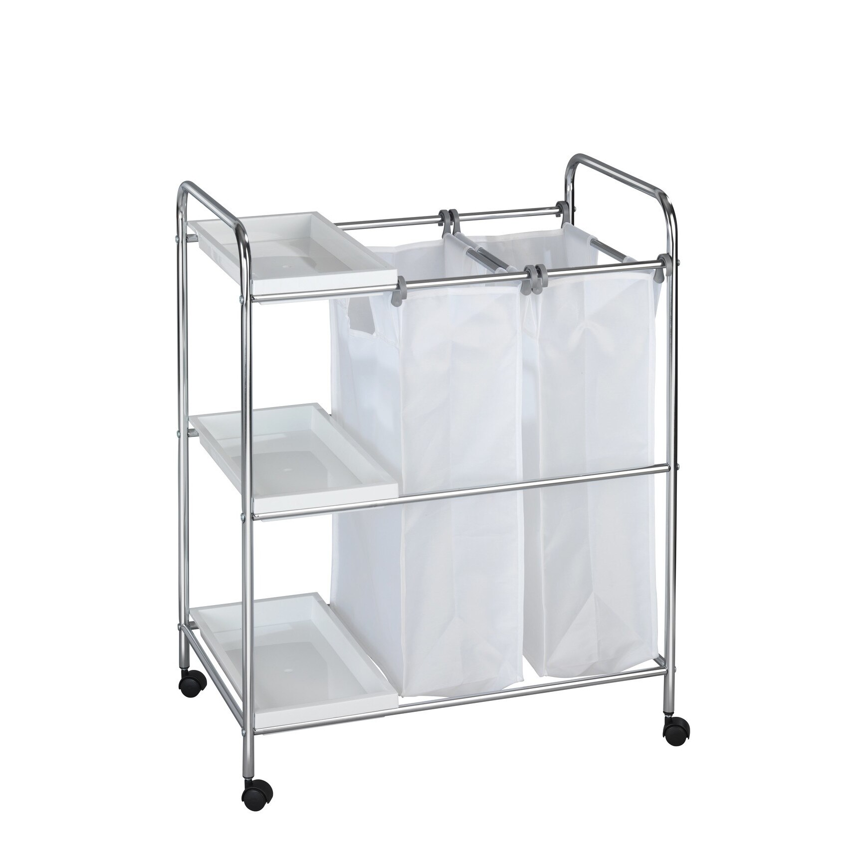 Carucior pentru haine/lenjerie, Wenko, 64l, Poliester, Alb