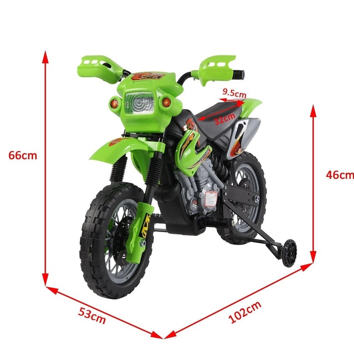 Motocicleta electrica pentru copii, Verde, 2.5 km/h
