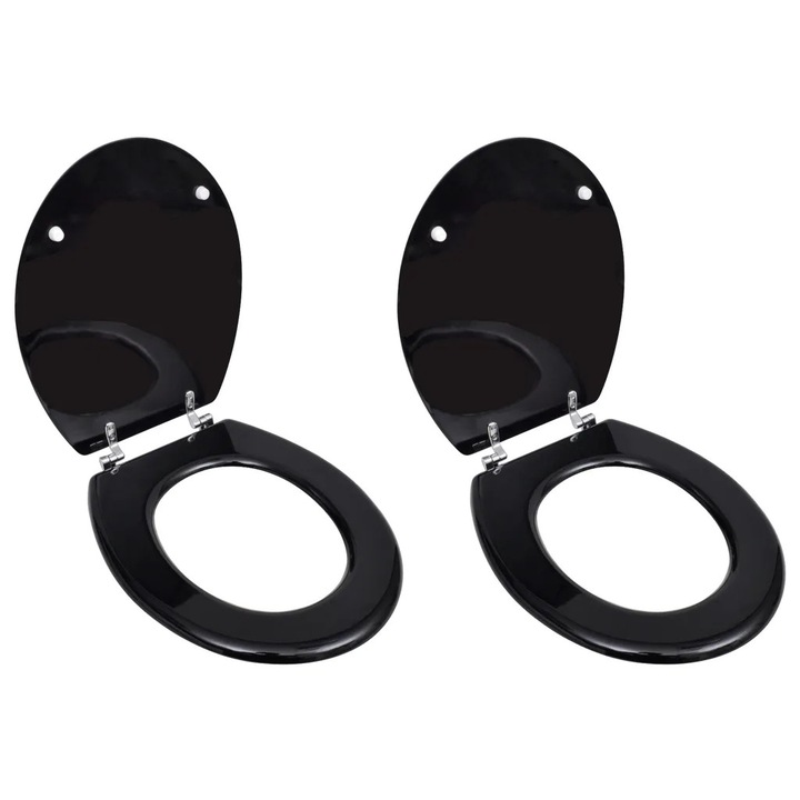 Set capace WC cu inchidere normala, TOT, 2 bucati, negru, MDF