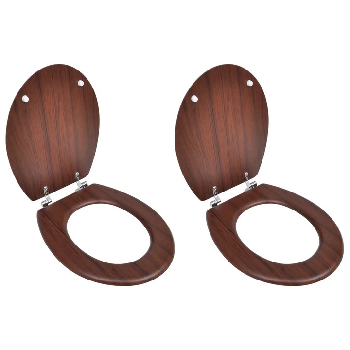 Set capace WC cu inchidere normala, TOT, 2 bucati, maro, MDF