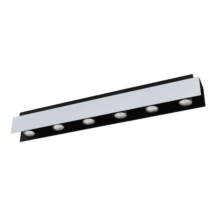 Viserba mennyezeti lámpa, EGLO, GU10 LED, 6x5W, 2400 lm, meleg fény, acél, alumínium, fehér, fekete, 83 x 11,5 x 8,5 cm, A+