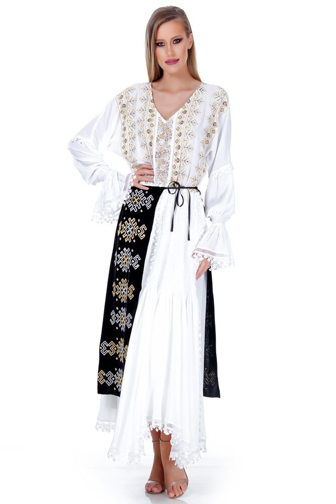 Rochie alb/negru vascoza cu fota Liza Panait RM-12E