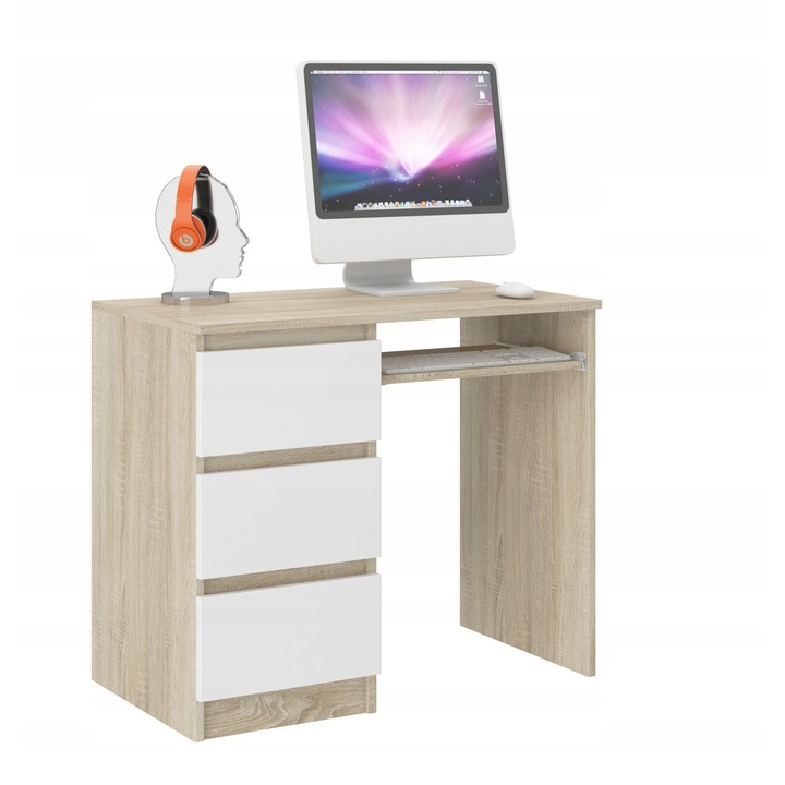 Офис бюро N-3L MIX SONOMA, Бежова/Бяла, 76x50x96