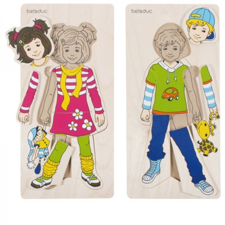 Fa puzzle Felöltöztetjük a Beleduc gyerekeket