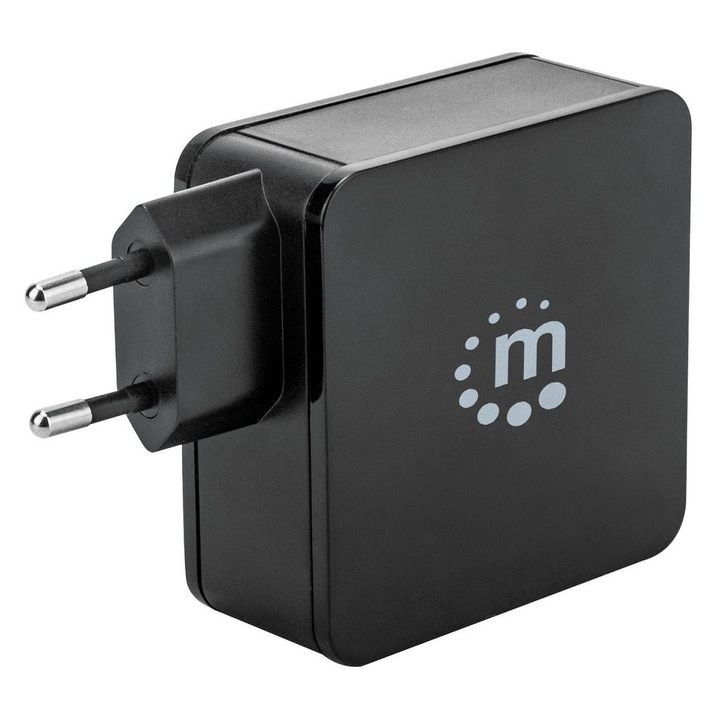 Manhattan Power Delivery hálózati töltő, USB-C 3.0 45W (5-20V), USB-A 5V 2.4A, fekete
