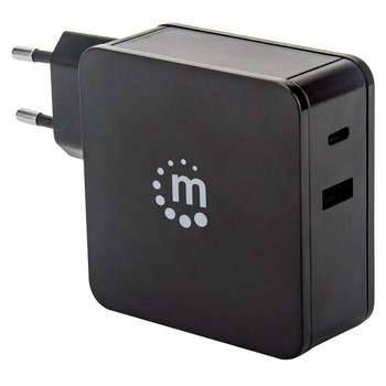 Incarcator de retea Manhattan, USB-C 3.0, 60W (5-20V), USB-A 5V 2.4A, Negru Incarcator de retea Manhattan, USB-C 3.0, 60W (5-20V), USB-A 5V 2.4A, Negru