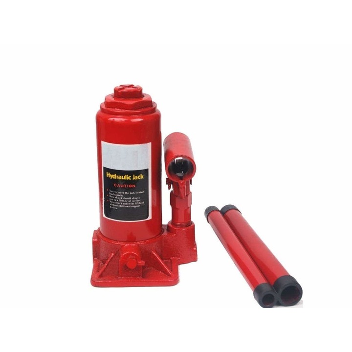 Cric Auto Hidraulic 2 Tone, Surub Tija Ajustabil, Supapa de Eliberare, Rosu