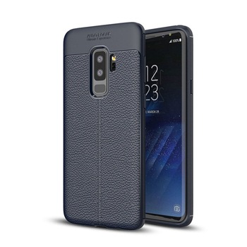 Husa LitChi Antiamprenta din silicon pentru Samsung S9 Plus ,Blue Navy Husa LitChi Antiamprenta din silicon pentru Samsung S9 Plus ,Blue Navy