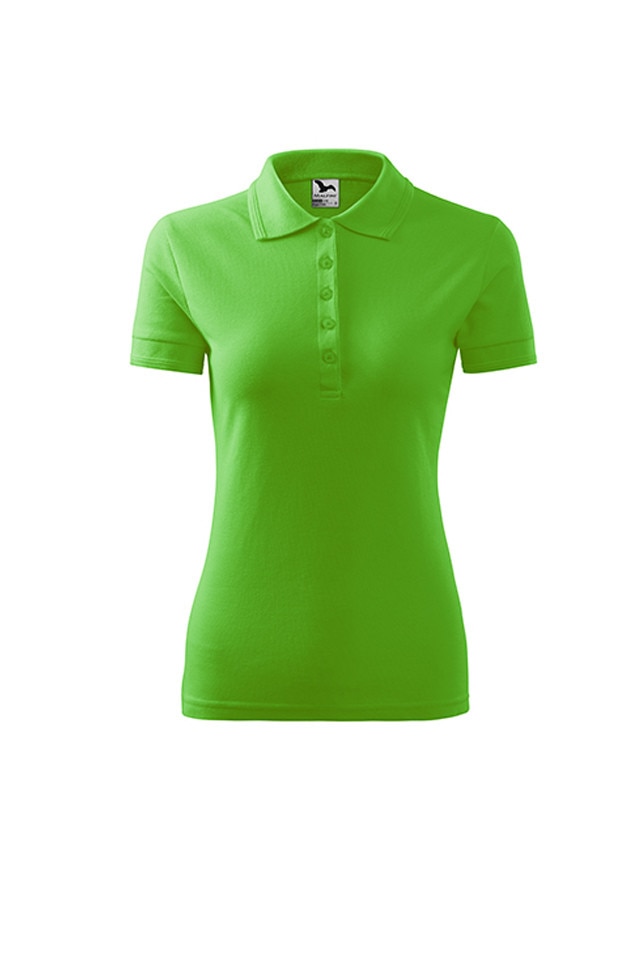 Tricou dama, Malfini, polo, cambrat, gramaj ridicat, Verde deschis
