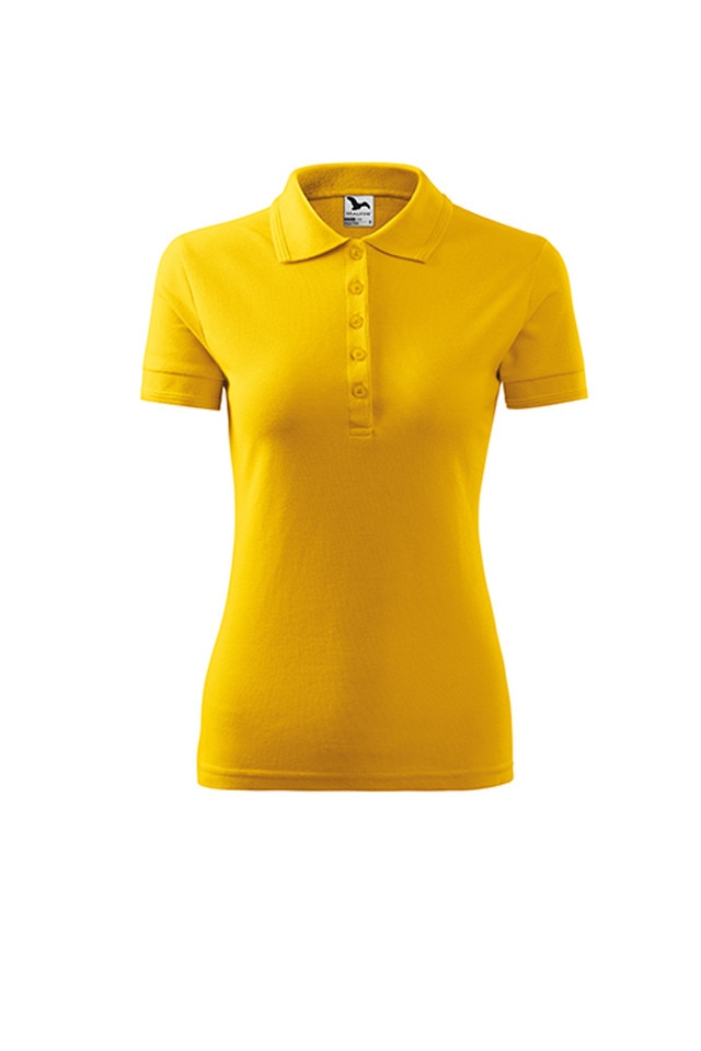 Tricou dama, Malfini, polo, cambrat, gramaj ridicat, Galben