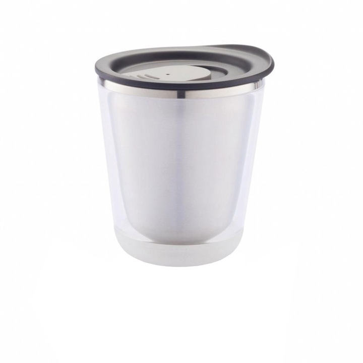 Cana cafea 227 ml, XD by AleXer, DA, otel inoxidabil, as, negru, breloc inclus din piele ecologica si metal