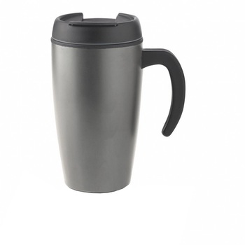 Cana de birou 400 ml, XD by AleXer, UN, pp, otel inoxidabil, gri, breloc inclus din piele ecologica si metal Cana de birou 400 ml, XD by AleXer, UN, pp, otel inoxidabil, gri, breloc inclus din piele ecologica si metal
