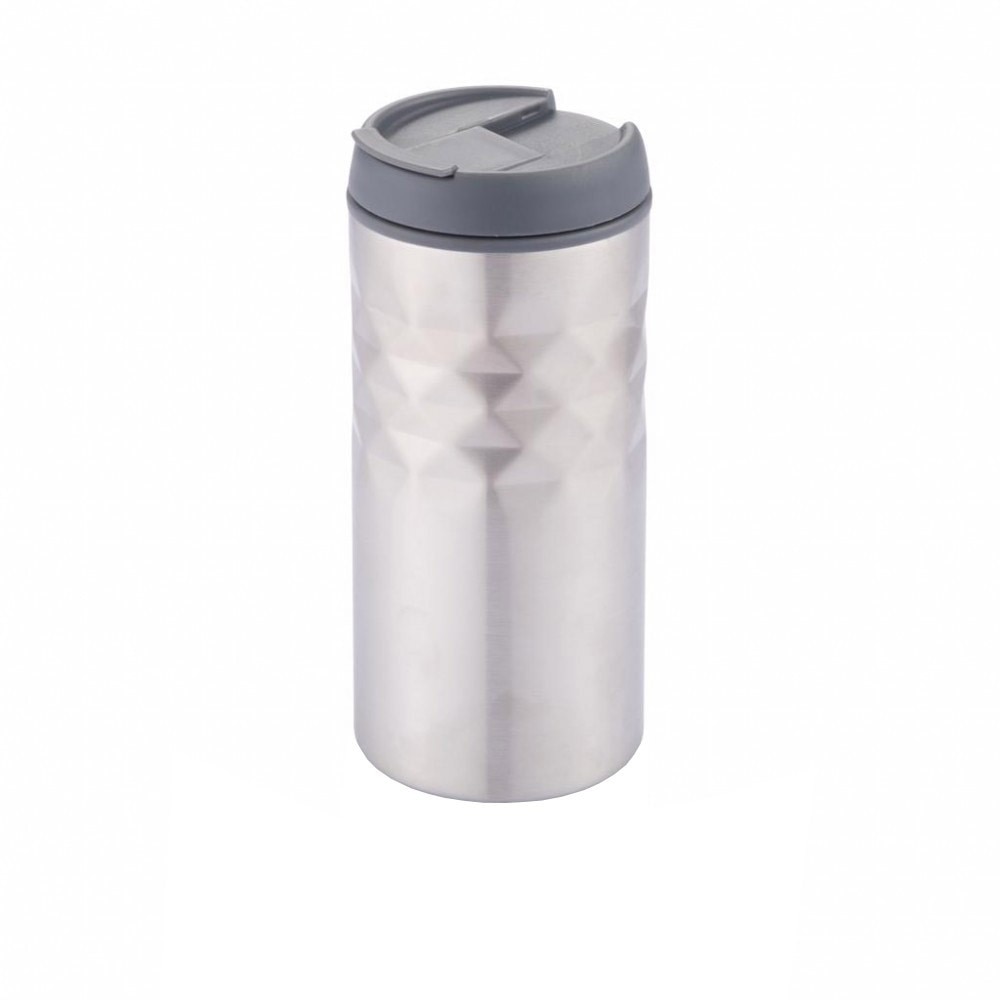 Cana de calatorie 300 ml, XD by AleXer, MA, pp, otel inoxidabil, antracit, breloc inclus din piele ecologica si metal